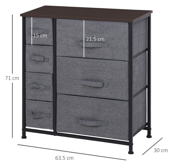 HOMCOM Chest of Drawers, Drawers Dresser w/ Large Storage Space, Adjustable Feet for Bedroom Living Room, Dark Grey Aosom UK