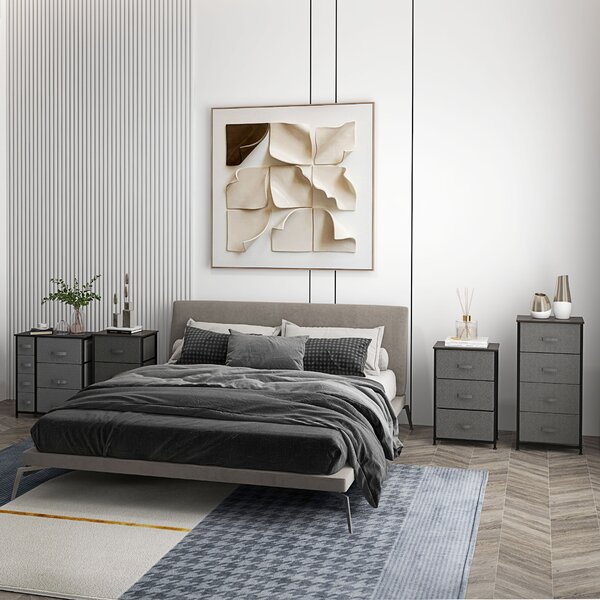 HOMCOM Chest of Drawers, Drawers Dresser w/ Large Storage Space, Adjustable Feet for Bedroom Living Room, Dark Grey Aosom UK