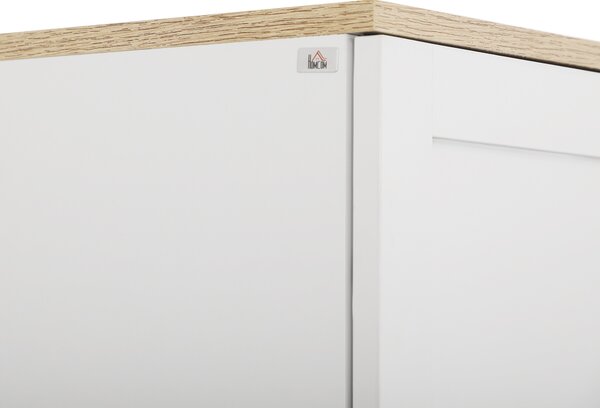 HOMCOM Freestanding Kitchen Cupboard, 4-Door Storage Cabinet Organizer with Adjustable Shelves, 170cm, White Aosom UK