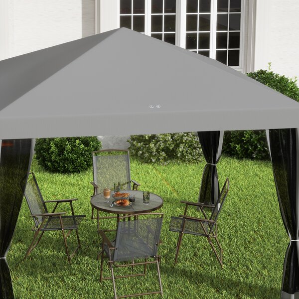 Outsunny 3 x 3 m Pop Up Gazebo, Garden Tent with Removable Mesh Sidewall Netting, Carry Bag for Backyard Patio Outdoor Light Grey