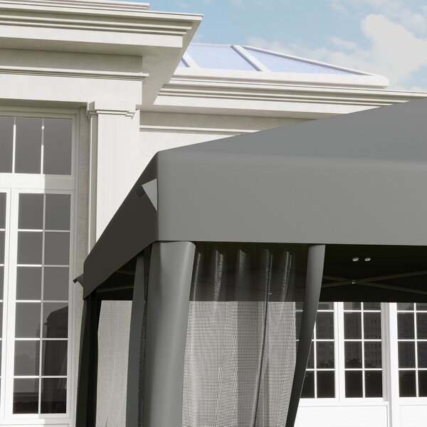 Outsunny 3 x 3 m Pop Up Gazebo, Garden Tent with Removable Mesh Sidewall Netting, Carry Bag for Backyard Patio Outdoor Light Grey
