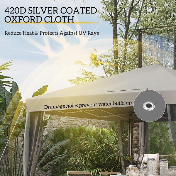 Outsunny 3 x 3 m Pop Up Gazebo, Garden Tent with Removable Mesh Sidewall Netting, Carry Bag for Backyard Patio Outdoor Light Grey