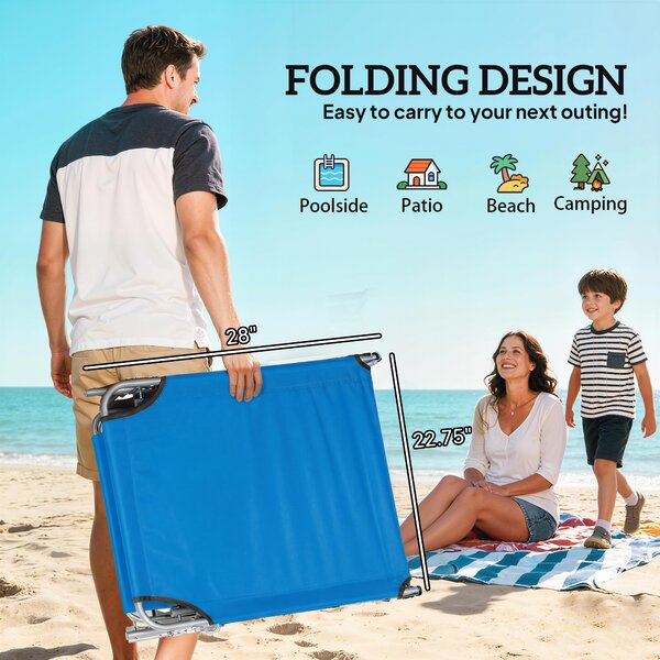 Outsunny Sun Lounger, with Adjustable Face Canopy - Bright Blue