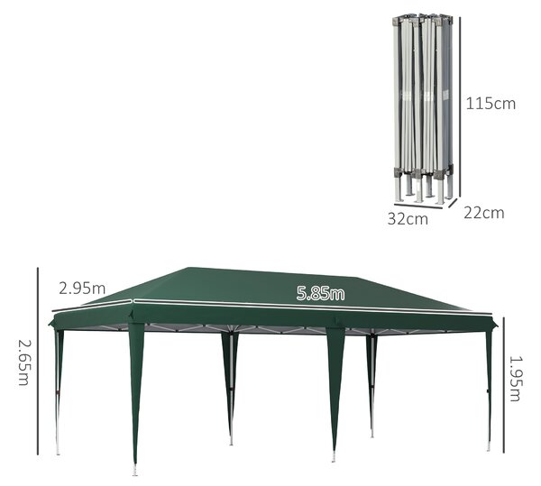 Outsunny Pop Up Gazebo, Double Roof Foldable Canopy Tent, Height Adjustable Wedding Awning Canopy w/ Carrying Bag, 6 m x 3 m x 2.65 m, Green