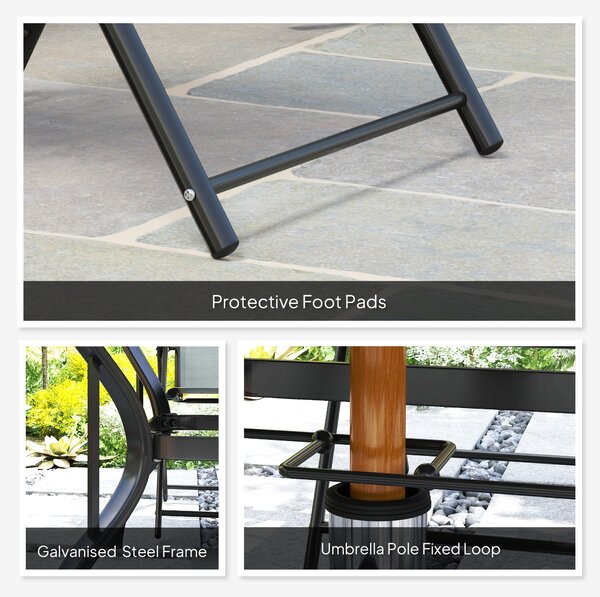 Outsunny Five-Piece Steel Frame Patio Set - Grey/Black