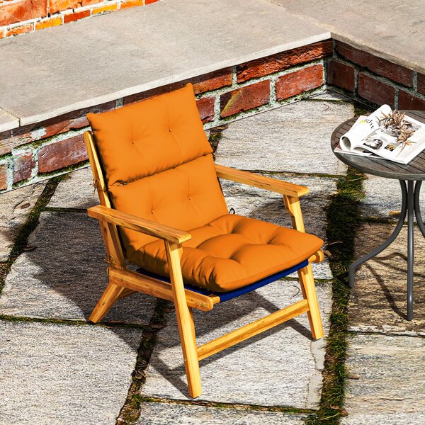 Outsunny Tufted Adirondack Chair Cushion, Thick Garden Seat Cushion Pad with Backrest, Ties for Outdoor and Indoor Use, Orange