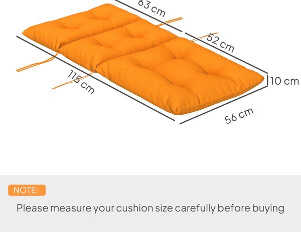 Outsunny Tufted Adirondack Chair Cushion, Thick Garden Seat Cushion Pad with Backrest, Ties for Outdoor and Indoor Use, Orange