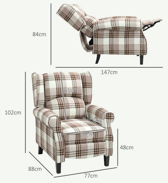 HOMCOM 160° Reclining Armchair, with Footrest - Brown