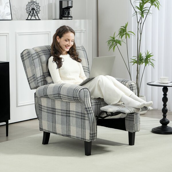 HOMCOM 160° Reclining Armchair, with Footrest, Cat Scratch Resistant, Grey Aosom UK