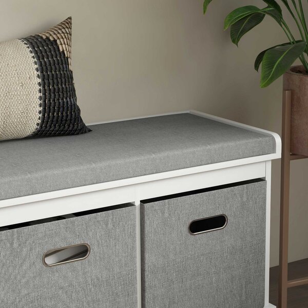HOMCOM Shoe Bench with Seat, Shoe Storage Bench with Cushion and 3 Fabric Drawers for Entryway, Hallway, Living Room, Bedroom, White Aosom UK