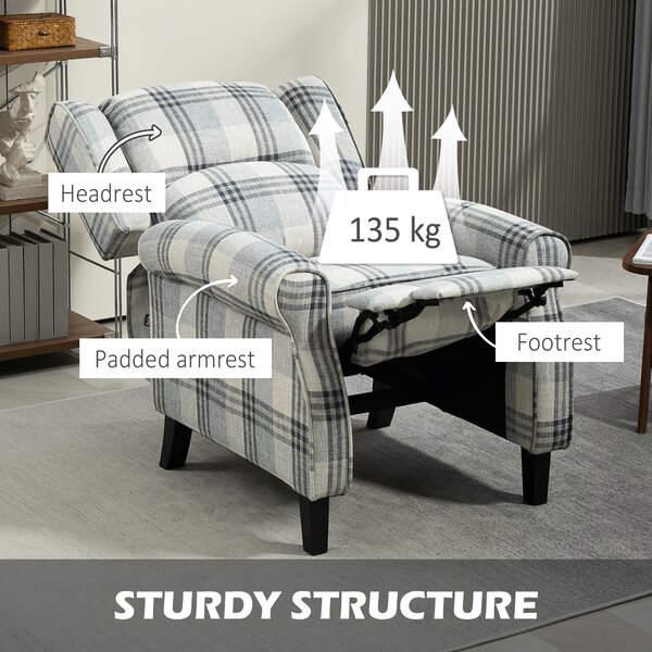 HOMCOM 160° Reclining Armchair, with Footrest, Cat Scratch Resistant, Grey Aosom UK