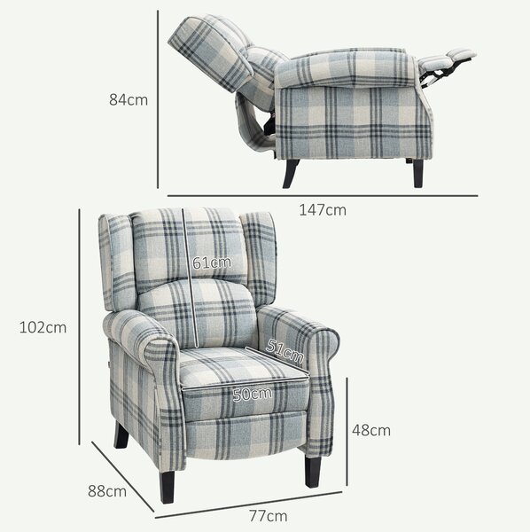HOMCOM 160° Reclining Armchair, with Footrest, Cat Scratch Resistant, Grey Aosom UK