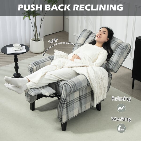 HOMCOM 160° Reclining Armchair, with Footrest, Cat Scratch Resistant, Grey Aosom UK