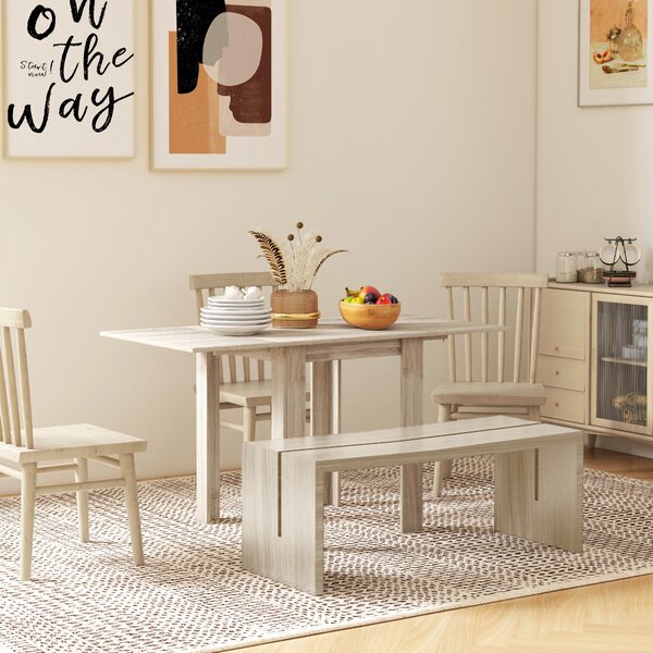 HOMCOM Folding Kitchen Table, Extendable Kitchen Table for Small Space, Drop Leaf Dining Table for 2-4 People, Oak Aosom UK