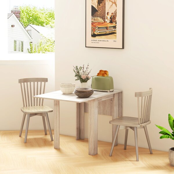 HOMCOM Folding Kitchen Table, Extendable Kitchen Table for Small Space, Drop Leaf Dining Table for 2-4 People, Oak Aosom UK