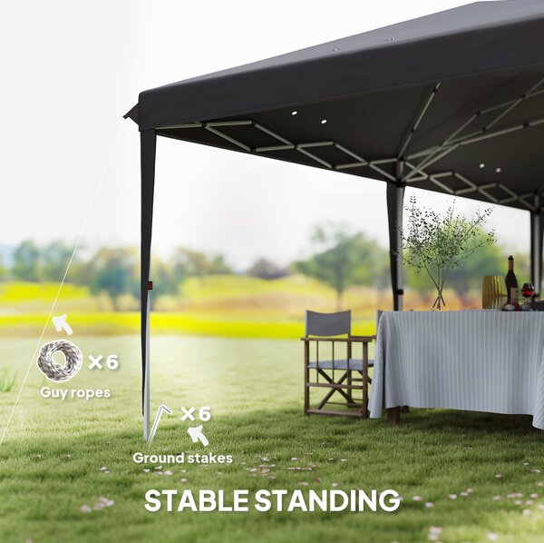 Outsunny Pop Up Gazebo, Double Roof Foldable Canopy Tent, Height Adjustable Wedding Awning Canopy w/ Carrying Bag, 6 m x 3 m x 2.7 m, Grey