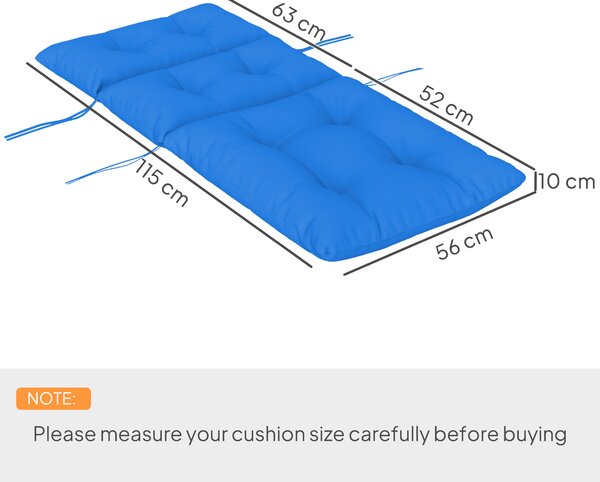 Outsunny Tufted Adirondack Chair Cushion, Thick Garden Seat Cushion Pad with Backrest, Ties for Outdoor and Indoor Use, Blue