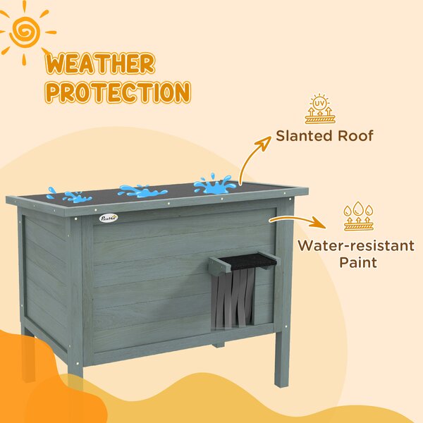 PawHut Outdoor Cat House, Wooden Insulated with Removable Floor, Waterproof & Openable Roof, Charcoal Grey Aosom UK