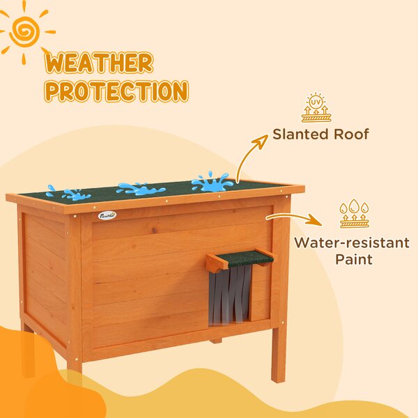 PawHut Feral Cat House, Wooden Insulated with Removable Floor, Water-Resistant Openable Roof - Orange Aosom UK