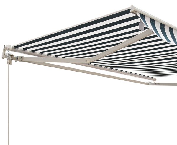 Outsunny 2.5m x 2m Garden Patio Manual Awning Canopy Sun Shade Shelter Retractable with Winding Handle Green White