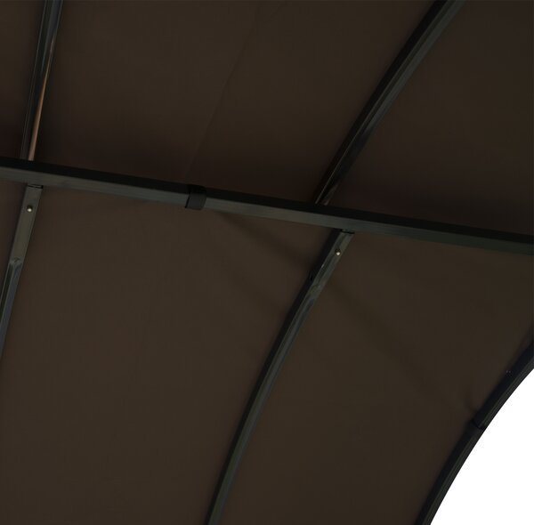 Outsunny Metal Smoking Gazebo Marquee Garden Patio BBQ Tent Grill Canopy Awning Shelter - Coffee