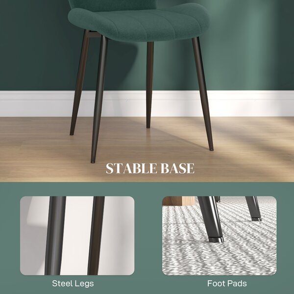 HOMCOM Set of Four Flannel Relaxed Tub Dining Chairs - Green Aosom UK