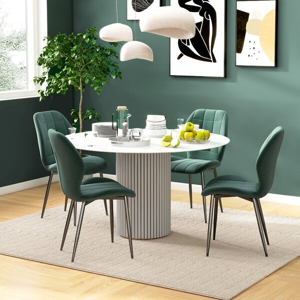 HOMCOM Set of Four Flannel Relaxed Tub Dining Chairs - Green Aosom UK