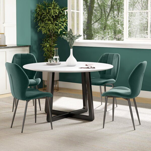 HOMCOM Set of Four Flannel Relaxed Tub Dining Chairs - Green Aosom UK