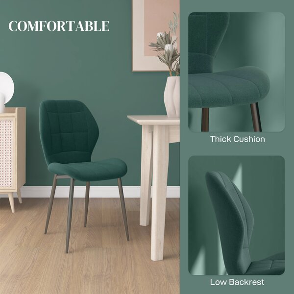 HOMCOM Set of Four Flannel Relaxed Tub Dining Chairs - Green Aosom UK