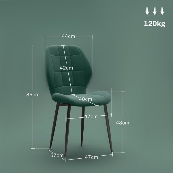 HOMCOM Set of Four Flannel Relaxed Tub Dining Chairs - Green Aosom UK