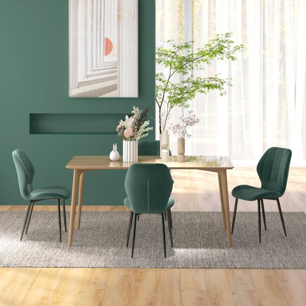 HOMCOM Set of Four Flannel Relaxed Tub Dining Chairs - Green Aosom UK