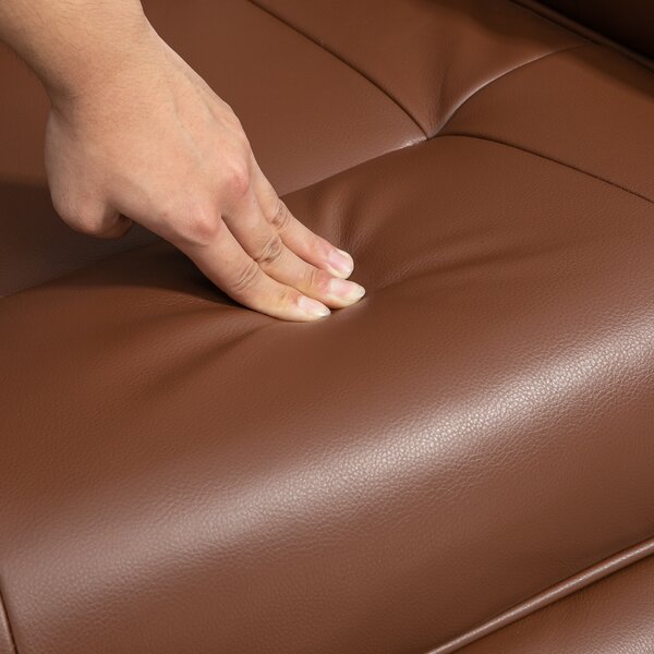 HOMCOM Swivel Recliner, Faux Leather Chair, Upholstered Armchair with Wooden Base for Living Room, Bedroom, Brown Aosom UK