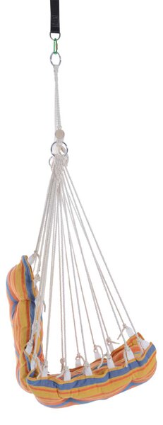 Outsunny Garden Yard Patio Swing Seat, Hanging Hammock Chair, Cotton Rope Cushioned, Wooden Cotton Cloth, Orange Aosom UK