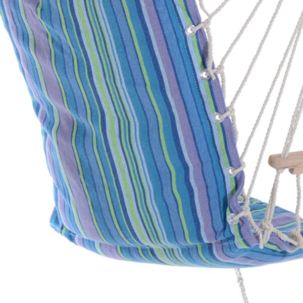 Outsunny Patio Swing Seat: Outdoor Hammock Hanging Chair, Wooden with Footrest, Armrest & Cotton Cloth, Blue