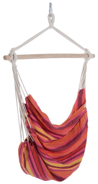 Outsunny Outdoor Hammock Hanging Rope Chair Garden Yard Patio Swing Seat Wooden w/ High Quality Cotton Cloth and Ropes (Red)