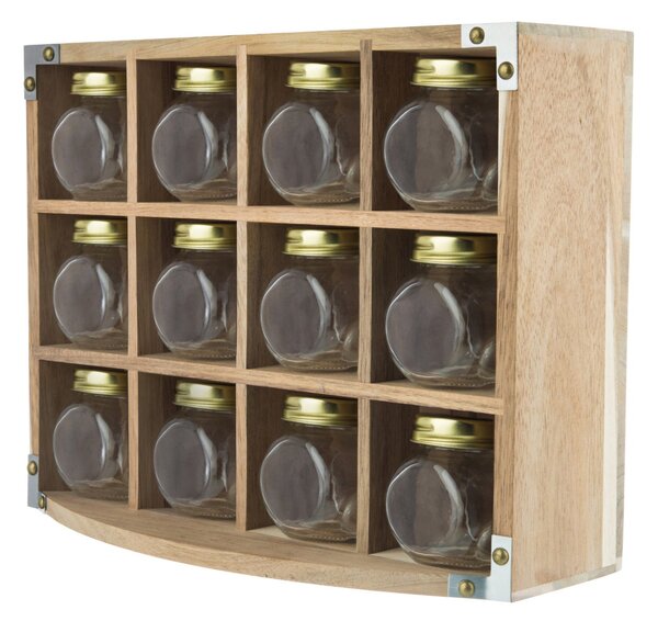 Kitchen Pantry Acacia 12 Jar Spice Rack