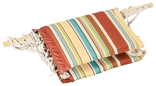 Outsunny Hanging Hammock Chair Swing Chair Thick Rope Frame Safe Wide Seat Indoor Outdoor Home, Patio, Yard, Garde Spot Stylish Multi-Color Stripe