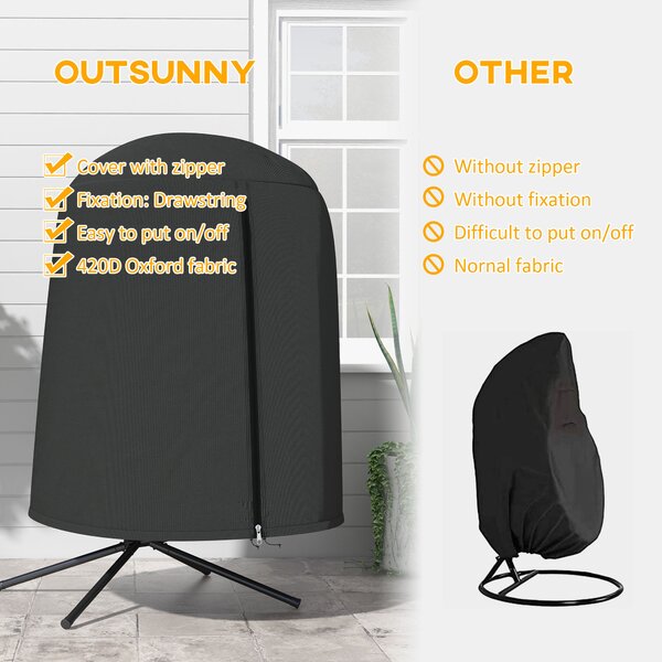 Outsunny Hanging Egg Chair Cover, Single Swing Chair Cover, Waterproof Anti-dust Furniture Protector with Zipper, 420D Oxford Fabric