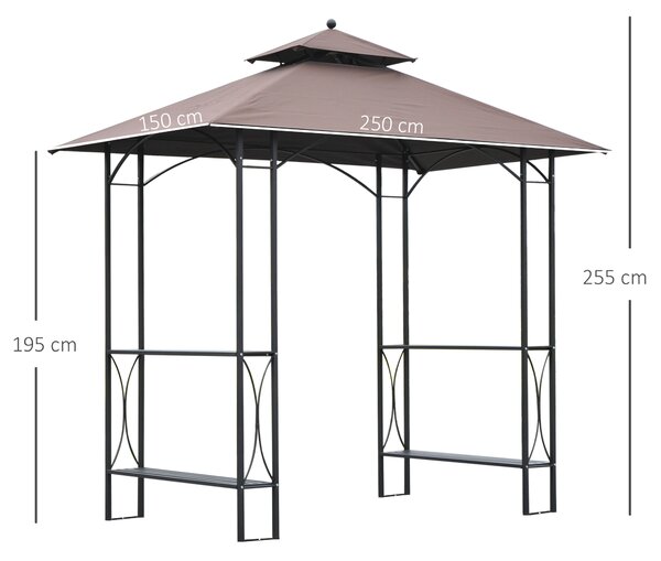 Outsunny 2.5 x 1.5m BBQ Tent Canopy Patio Outdoor Awning Gazebo Party Sun Shelter - Coffee