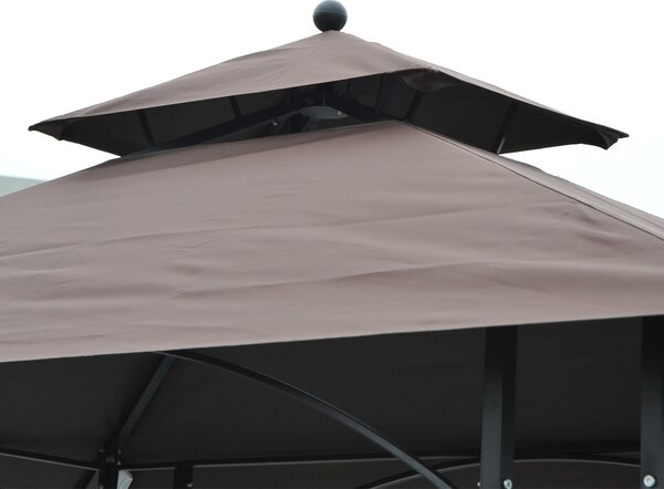 Outsunny 2.5 x 1.5m BBQ Tent Canopy Patio Outdoor Awning Gazebo Party Sun Shelter - Coffee