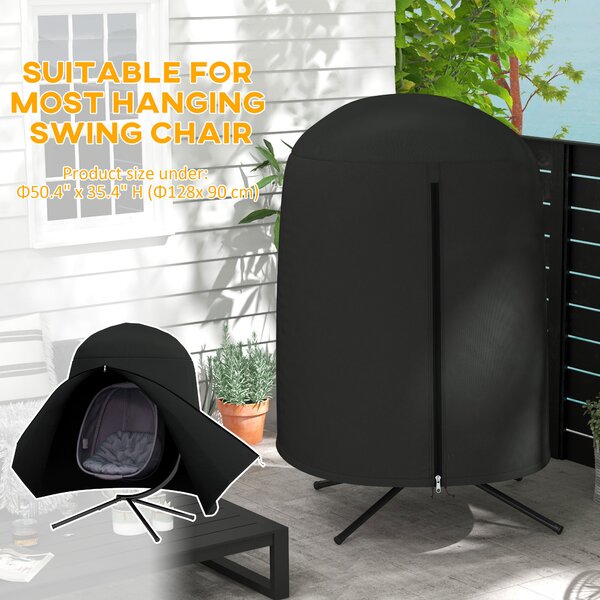 Outsunny Hanging Egg Chair Cover, Single Swing Chair Cover, Waterproof Anti-dust Furniture Protector with Zipper, 420D Oxford Fabric