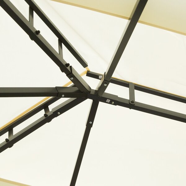 Outsunny 3 x 4 m Aluminium Metal Gazebo Marquee Canopy Pavilion Patio Garden Party Tent Shelter with Nets and Sidewalls - Cream White