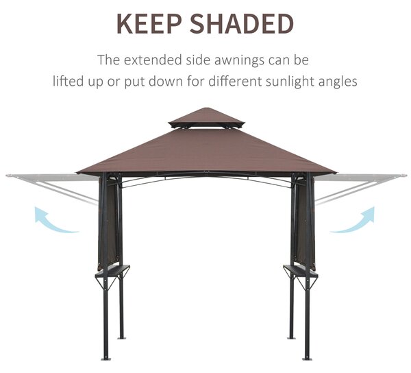 Outsunny 2.5 x 1.5m BBQ Tent Camping Picnic Gazebo Marquee Shelter Portable Waterproof, Coffee