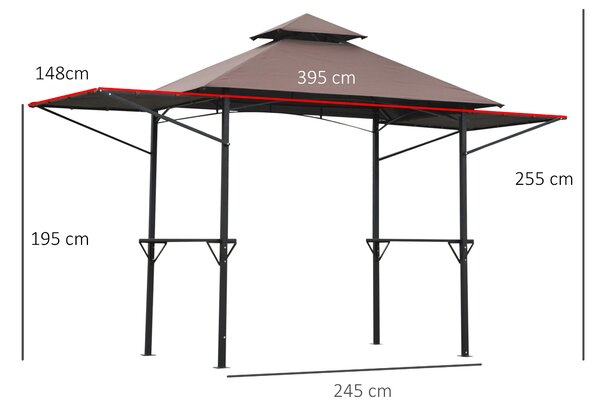 Outsunny 2.5 x 1.5m BBQ Tent Camping Picnic Gazebo Marquee Shelter Portable Waterproof, Coffee