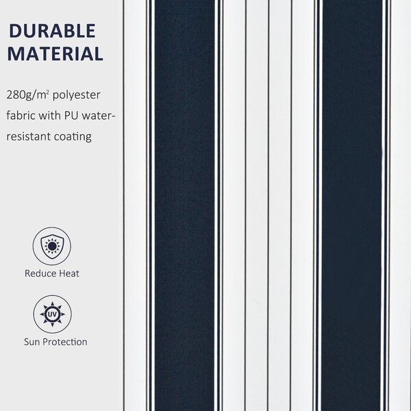 Outsunny Garden Patio Manual Retractable Awning Canopy Sun Shade Shelter, 3m x 2.5m-Blue/White