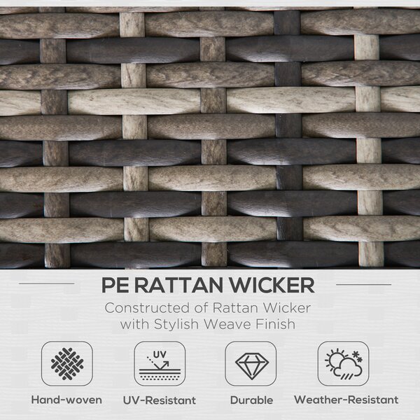 Outsunny Rattan Wicker Corner Sofa, Garden Furniture Single Chair with Cushions, Deep Grey Aosom UK