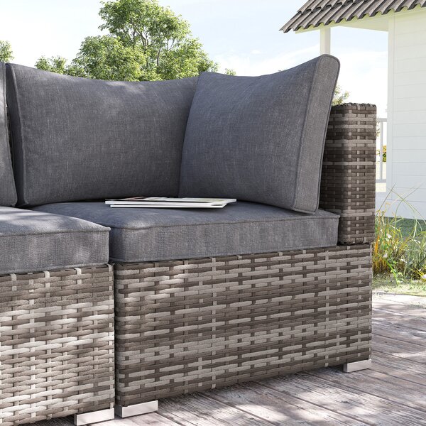 Outsunny Rattan Wicker Corner Sofa, Garden Furniture Single Chair with Cushions, Deep Grey Aosom UK