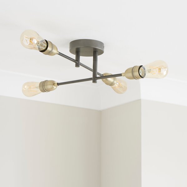 Marsden Industrial 4 Light Semi Flush Ceiling Light