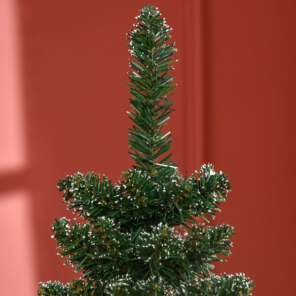 HOMCOM 5.5FT Artificial Snow Dipped Christmas Tree Xmas Pencil Tree Holiday Home Indoor Decoration with Foldable Black Stand, Green Aosom UK
