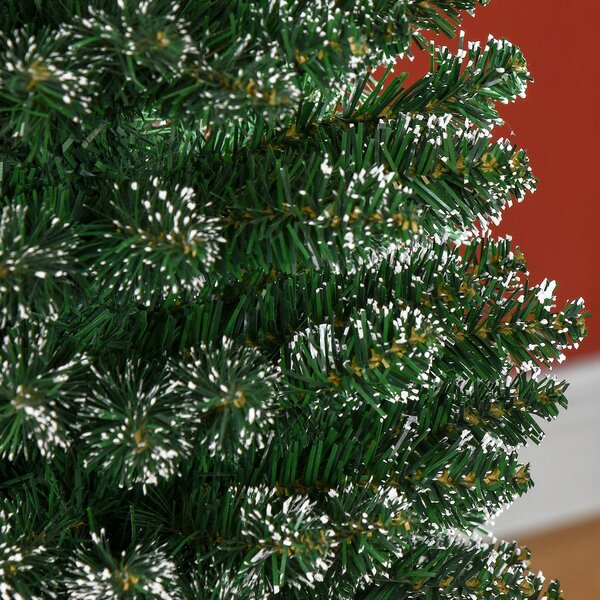 HOMCOM 5.5FT Artificial Snow Dipped Christmas Tree Xmas Pencil Tree Holiday Home Indoor Decoration with Foldable Black Stand, Green Aosom UK